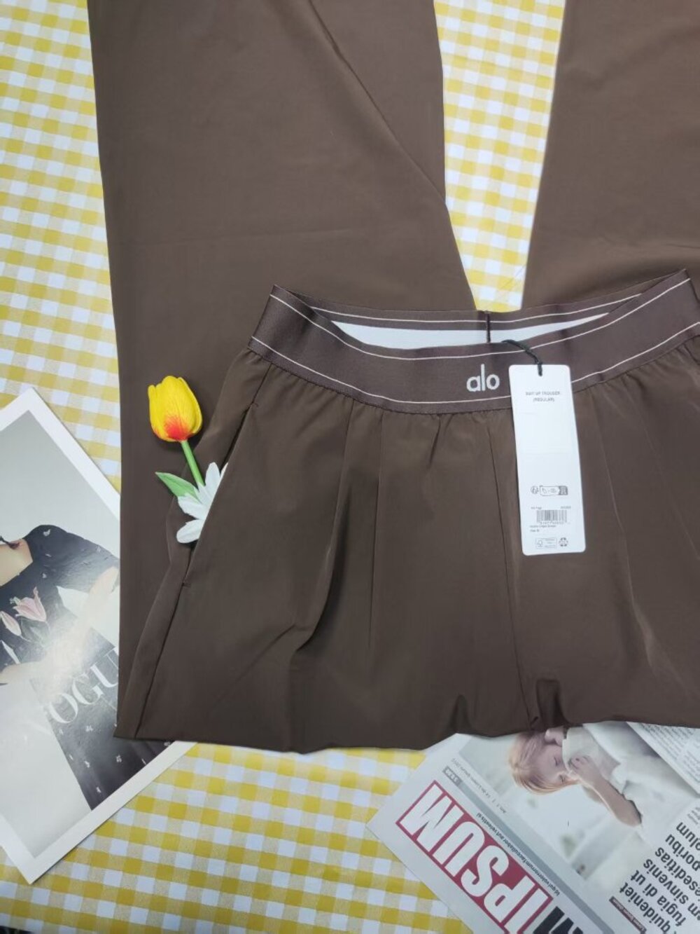 Alo Yoga Suit Up Trouser Espresso Brown Wide Leg Neutral Pants NWT ✨30” Inseam - Picture 3 of 9